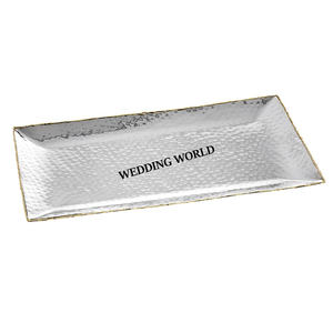 Bandeja de Chocolate Decorativa Plateada con Acabado Metálico Martillado, Ecológica, Moderna, de Lujo y Elegante para el Hogar o Restaurantes - Product Image 4