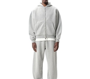 Conjunto de chándal holgado de gran tamaño y sudadera con capucha y pantalones de chándal de lana de algodón 450GSM con logotipo personalizado para hombre - Product Image 1