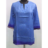 Tuniques en soie indienne à col en V pour femmes, mode bohème, lot en gros, hauts en tissu mousseline, chemisiers, sari