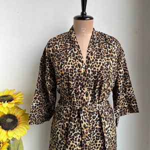 Kimono imprimé léopard Robe à imprimé animal Kimono unisexe peignoir demoiselles d'honneur cadeau en vrac pur coton Kimono vêtements de nuit Spa maison Robe - Product Image 2