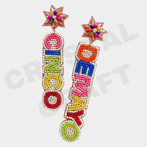 <b>WINE</b> <b>Glass</b> Designer Beaded Earrings for Women Patriotic Memorial Day Orange <b>White</b> Blue Colour Fabric Material - Product Image 6