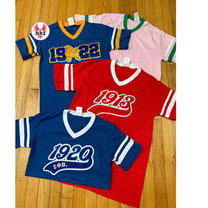 เสื้อยืดลายทาง Zeta phi Beta chenille เสื้อยืดสโมสรผ้าฝ้ายนุ่มปักโลโก้สบายพอดีกับขนาดจริง - Product Image 5
