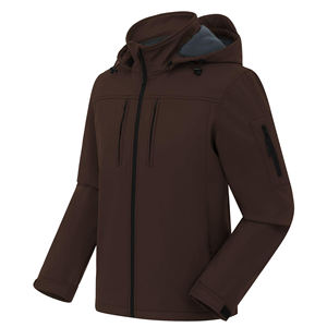 Vestes d'extérieur de qualité tendance Veste softshell à manches longues coupe-vent respirante avec logo personnalisé pour hommes - Product Image 1