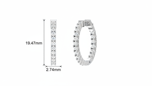 Le summum de l'éclat : Boucles d'oreilles créoles en diamant à l'intérieur et à l'extérieur pour femmes - Product Image 2