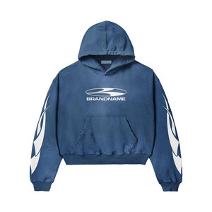 Chándal con estampado de llama de gran tamaño personalizado lavado ácido para hombres y mujeres conjunto de ropa de calle de 2 piezas traje de moda de EE. UU. 2025 - Product Image 4