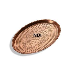 Bandeja de forma ovalada para servicio de catering de cocina Bandeja de servicio de diseño martillado para comida Bandeja de servicio de té de café - Product Image 1