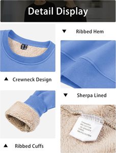 เสื้อสเวตเชิ้ตผู้ชายสีฟ้าอ่อน ทรงโอเวอร์ไซส์ ผ้าฝ้ายฟลีซ ระบายอากาศได้ดี อุ่นสบาย คอทรงโอ เหมาะสำหรับฤดูหนาว ผลิตโดย GK Leather Industries - Product Image 4
