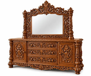 Lit à baldaquin rond de luxe antique Maharaja avec piliers, lit à baldaquin rond en bois sur mesure, mobilier de chambre à coucher de style palais royal - Product Image 5