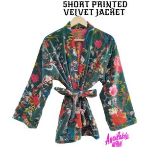 Kimono estampado de terciopelo para mujer bata de algodón flores transpirables largas té de la mañana abrigo de terciopelo bata de dama de honor invierno - Product Image 2