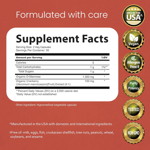 Cápsulas de D-MANNOSE y ARBÓREO ROJO de marca privada de alta calidad que mejoran las infecciones del tracto urinario y fortalecen la inmunidad - Product Image 2