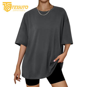 Camiseta básica de gran tamaño con logotipo de impresión personalizado de peso pesado Camiseta de algodón 100% de moda de talla grande de alta calidad para mujer - Product Image 6