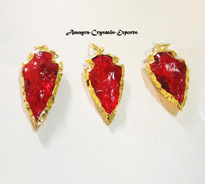 Colgantes de Punta de Flecha Tallados en Ágata Jaspe de Lujo, Electrochapados, Collar de Ágata Hecho a Mano, Calidad Superior de Amayra Crystals - Product Image 6