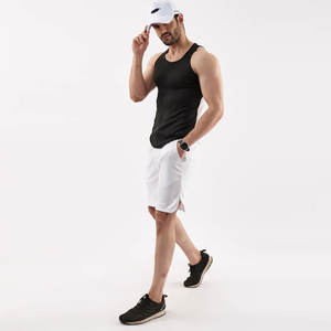 Gran oferta, pantalones cortos de entrenamiento de gimnasio personalizados para hombres, diseño informal de poliéster liso para adultos - Product Image 2