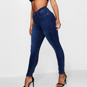 Vaqueros ajustados de cintura alta básicos de alta calidad de talla grande con 5 bolsillos, Vaqueros transpirables de talla grande, nuevos vaqueros lisos para mujer, vaqueros a precio de fábrica - Product Image 6