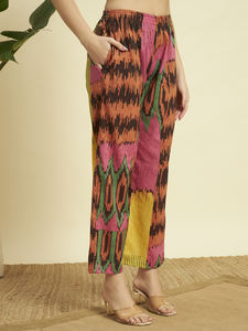 ชุดคุर्ติผ้าฝ้ายพรีเมียมลายดอกไม้สำหรับฤดูร้อนแบบผ่าข้างสั้น พร้อมกางเกงปาลาซโซสำหรับผู้หญิง |   ผ้าที่ระบายอากาศได้ดี |   ชุดลำลองและชุดพื้นเมือง - Product Image 4