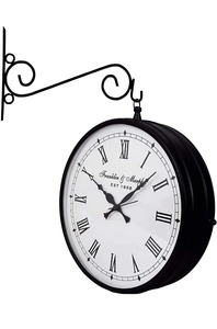 <b>Vintage</b> Antique Station Double Sided Metal Wall <b>Clock</b> - Product Image 6