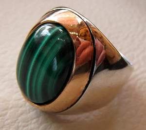 Bague pour homme en argent sterling 925, nouvelle arrivée, pierre précieuse en malachite naturelle, cadeau d'anniversaire, Noël, design arabe, bijoux en gros - Product Image 4