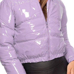Zipper Closure Down Bubble <b>Crop</b> Top <b>Jackets</b> 100% Polyester Stand Collar <b>Women's</b> <b>Puffer</b> <b>Jackets</b> With Customized Logo - Product Image 5