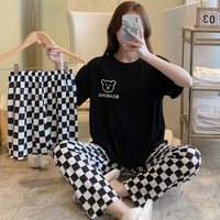 Nouvel Ensemble Trois Pièces d'Été Chaud pour Femme, Version Coréenne, Vêtements de Maison Décontractés, Pyjama Pantalon à Taille Élastique et Manches Courtes