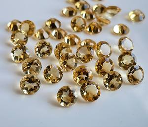 พลอยซิทรีนเจียระไนทรงกลมแบบเหลี่ยมเพชรพลอยสีเหลืองมะนาวหลวม6มม. ธรรมชาติคุณภาพสูง - Product Image 2