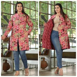 Chaqueta de invierno acolchada hecha a mano para mujer, bordado Floral, Otoño, azul cielo, algodón largo, mangas completas, estampado Reversible Doble - Product Image 3