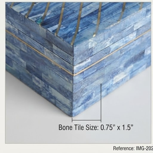 Modern Blue MDF Resin <b>Storage</b> <b>Boxes</b> Rectangular Design for Sundries Handcrafted - Product Image 3