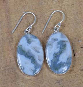 Haute qualité 925 argent Sterling grande lunette ovale réglage arbre naturel Agate Cabochon goutte boucles d'oreilles mode goujon conception - Product Image 4