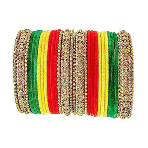 Style indien mariage ethnique velours verre bracelets à la main dames mode haute qualité écologique à la mode bracelets ensembles - Product Image 1