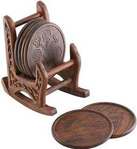 Sous-verres en bois à prix compétitif avec support en cuir Sous-verres en liège et bois pour boissons à sublimation pour dosettes de café - Product Image 4