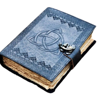 Carnet de notes Triquetra en cuir véritable fait main, livre de sorts classique imprimé, carnet de croquis de voyage pour hommes et femmes, motif cercle, Fête des Mères