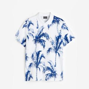 เสื้อโปโลสำหรับผู้ชายแบบลำลองเสื้อโปโลผ้าฝ้าย100% แขนสั้นระบายอากาศพิมพ์ลายเขตร้อน - Product Image 4