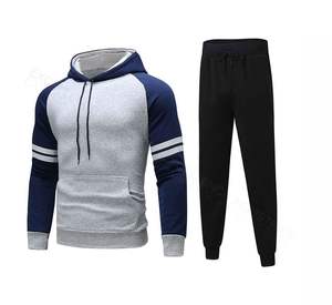 ชุดกีฬาฤดูหนาวของผู้ชายชุดสองชิ้นมีฮู้ดพิมพ์โลโก้ตามสั่งชุดออกกำลังกายวิ่ง - Product Image 1
