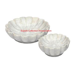 Bol de piédestal en marbre naturel blanc élégant Bol de service à pied poli fait à la main pour la décoration intérieure de luxe et le bol de table de cuisine - Product Image 4