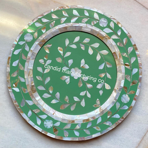 Placas de cargadores hechas a mano Placas de madera de gama alta con incrustaciones de perlas elegantes Cargadores de nácar personalizados Placas de lujo con incrustaciones finas - Product Image 3