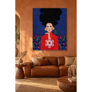 Impression sur toile de femme Fida faisant un geste de silence et une flocon de neige - Product Image 1