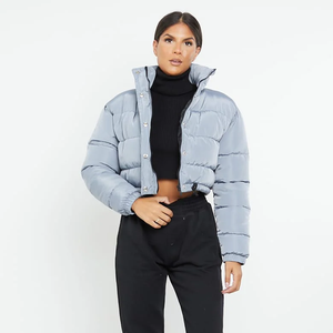 Veste matelassée d'hiver North personnalisée pour hommes et femmes grande taille en nylon Shell Logo imprimé chaud extérieur à capuche sans col - Product Image 2