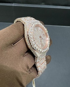 Reloj de diamantes de moissanita de oro rosa de 14 quilates para adultos Reloj de lujo automático único de 41MM con ventana de esfera de cristal de acero inoxidable - Product Image 4