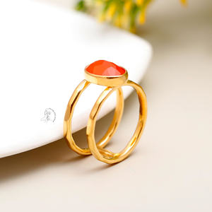 แหวนเพชรคาร์เนเลียนทรงวงรีสำหรับนักออกแบบทำมือแหวนเงินแท้ของ925ทันสมัยล่าสุด - Product Image 4