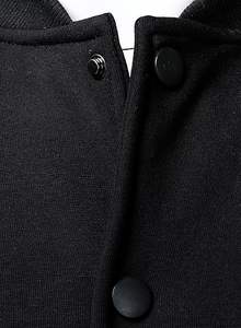 <b>Mens</b> <b>Black</b> Varsity <b>Jacket</b> with PU Leather Sleeves Custom Logo Baseball Bomber Coat Streetwear College Style Wool Blend Outerwear - Product Image 3