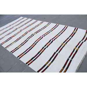 พรมวินเทจตุรกี ขนาด 6.2x12.6 ฟุต (190x383 ซม.) พรมขนสัตว์ลายจุดสีขาว - Product Image 3