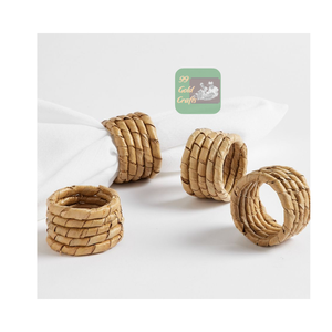 DESIGN SIMPLE Respectueux de l'environnement méditerranéen fait à la main mariage rotin rond ronds porte-serviettes de Table fabriqué au Vietnam - Product Image 1