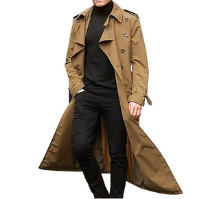 Gabardina de lana gruesa personalizada de alta calidad con detalle de botones abrigos largos Unisex transpirable OEM al por mayor - Product Image 3