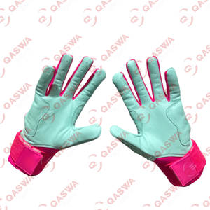 Guantes de bateo de béisbol Rosa verde azulado con puño largo Guantes de softbol de béisbol de cuero de vaca de alta calidad para jugadores jóvenes y adultos - Product Image 2