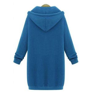 2025 Women's Winter Fleece <b>Hoody</b> Long Mid-Length Plain Printed <b>Full</b> <b>Zip</b> <b>Hoodie</b> with Front Logo Plus Size Wholesale - Product Image 2
