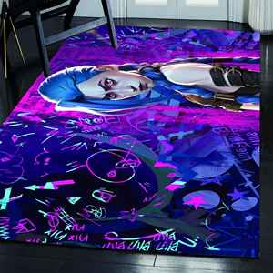 Alfombra LOL Lover, Decoración Arcana, Alfombra Moderna con Diseño de Jinx y Ekko Enamorados, Alfombra Suave con Pelo Largo - Product Image 2