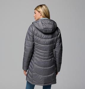 Chaqueta Acolchada Larga de Invierno para Mujer con Cierre Frontal, Cuello Alto y Logotipo Frontal, Nueva Llegada, Color Gris, Hecha en Pakistán - Product Image 5