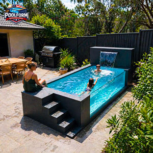 Piscine en verre acrylique sur mesure avec cascade, éclairage LED, cadre en bois, piscine de jardin, spa, piscine en fibre de verre - Product Image 2