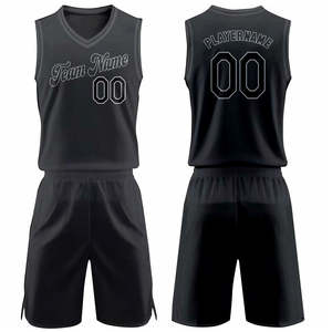 Vêtements de basket-ball noirs personnalisés de haute qualité Ensemble d'uniformes de basket-ball en maille respirante Vêtements de sport à sublimation - Product Image 1