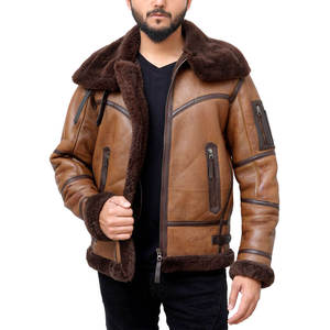 2026 Heavyweight Turn Down Collar Comfortable <b>Men's</b> <b>Shearling</b> Leather <b>Jackets</b> with OEM Custom Design Made From Wool And Fabric - Product Image 6
