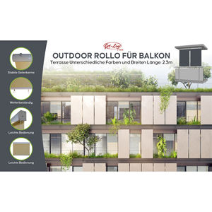 Toldo Vertical Beige Integrado de 1.2x2.3m, Persiana Enrollable de Casete para Exteriores, Jardín, Terraza y Balcón, Hecho de Vidrio - Product Image 5